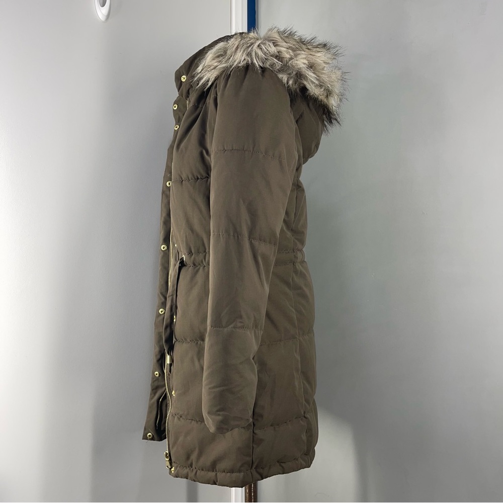 H&M Divided Long Winter Coat with Faux Fur Hood Size 4 - Picture 2 of 14